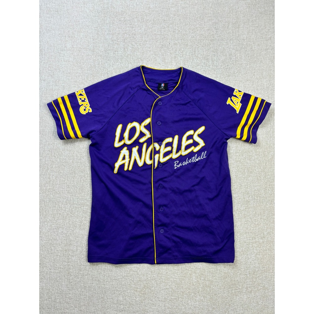 NBA Los Angeles Lakers Basketball Jersey Mens Small Purple Button Up Shirt